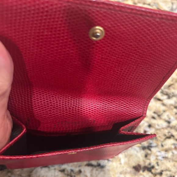 Salvatore Ferragamo Red Textured Wallet with Gold Buckle - Picture 5 of 6